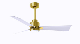 Alessandra 3-blade transitional ceiling fan in brushed brass finish with matte white blades. Optim (230|AKLK-BRBR-MWH-42)