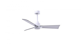 Alessandra - 42'' Three Blade Transitional Ceiling Fan - Matte White Finish - Brushed Nickel Blad (230|AK-MWH-BN-42)