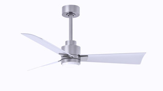 Alessandra 3-blade transitional ceiling fan in brushed nickel finish with matte white blades. Optimi (230|AKLK-BN-MWH-42)