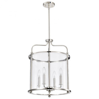 Yorktown 4 Light Pendant; Polished Nickel Finish; Clear Glass (81|60/7956)