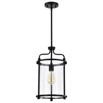 Yorktown 1 Light Pendant; Matte Black Finish; Clear Glass (81|60/7945)