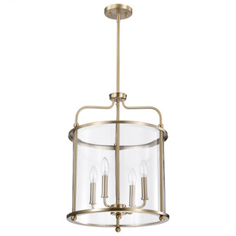 Yorktown 4 Light Pendant; Burnished Brass Finish; Clear Glass (81|60/7936)