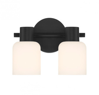 Strand 2-Light Bathroom Vanity Light in Matte Black (641|V6-L8-9022-2-BK)