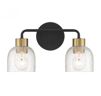 Flagler 2-Light Bathroom Vanity Light in Matte Black with Warm Brass Accents (641|V6-L8-5900-2-143)
