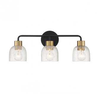 Flagler 3-Light Bathroom Vanity Light in Matte Black with Warm Brass Accents (641|V6-L8-5900-3-143)
