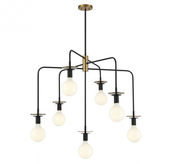 Godfrey 7-Light Chandelier in Matte Black with Warm Brass Accents (641|V6-L1-6005-7-143)