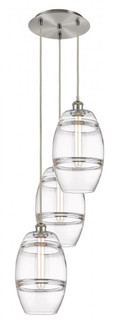 Vaz - 3 Light - 15 inch - Brushed Satin Nickel - Cord hung - Multi Pendant (3442|113B-3P-SN-G557-8CL)
