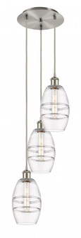Vaz - 3 Light - 12 inch - Brushed Satin Nickel - Cord hung - Multi Pendant (3442|113B-3P-SN-G557-6CL)