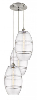 Vaz - 3 Light - 17 inch - Brushed Satin Nickel - Cord hung - Multi Pendant (3442|113B-3P-SN-G557-10CL)