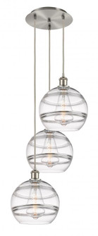 Rochester - 3 Light - 17 inch - Brushed Satin Nickel - Cord hung - Multi Pendant (3442|113B-3P-SN-G556-10CL)