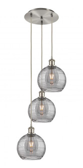 Athens Deco Swirl - 3 Light - 15 inch - Brushed Satin Nickel - Cord hung - Multi Pendant (3442|113B-3P-SN-G1213-8SM)