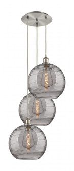 Athens Deco Swirl - 3 Light - 19 inch - Brushed Satin Nickel - Cord hung - Multi Pendant (3442|113B-3P-SN-G1213-12SM)