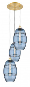 Vaz - 3 Light - 15 inch - Satin Gold - Cord hung - Multi Pendant (3442|113B-3P-SG-G557-8BL)