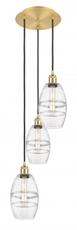 Vaz - 3 Light - 12 inch - Satin Gold - Cord hung - Multi Pendant (3442|113B-3P-SG-G557-6CL)