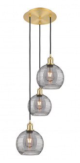 Athens Deco Swirl - 3 Light - 15 inch - Satin Gold - Cord hung - Multi Pendant (3442|113B-3P-SG-G1213-8SM)