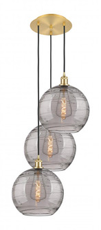Athens Deco Swirl - 3 Light - 19 inch - Satin Gold - Cord hung - Multi Pendant (3442|113B-3P-SG-G1213-12SM)