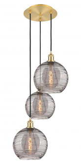 Athens Deco Swirl - 3 Light - 17 inch - Satin Gold - Cord hung - Multi Pendant (3442|113B-3P-SG-G1213-10SM)