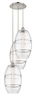 Vaz - 3 Light - 17 inch - Polished Nickel - Cord hung - Multi Pendant (3442|113B-3P-PN-G557-10CL)