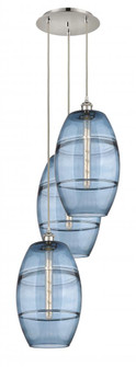 Vaz - 3 Light - 17 inch - Polished Nickel - Cord hung - Multi Pendant (3442|113B-3P-PN-G557-10BL)