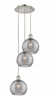 Athens Deco Swirl - 3 Light - 15 inch - Polished Nickel - Cord hung - Multi Pendant (3442|113B-3P-PN-G1213-8SM)