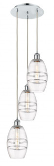 Vaz - 3 Light - 12 inch - Polished Chrome - Cord hung - Multi Pendant (3442|113B-3P-PC-G557-6CL)