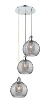 Athens Deco Swirl - 3 Light - 15 inch - Polished Chrome - Cord hung - Multi Pendant (3442|113B-3P-PC-G1213-8SM)