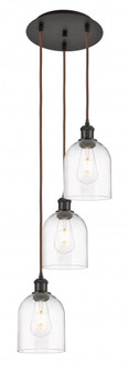 Bella - 3 Light - 12 inch - Oil Rubbed Bronze - Cord hung - Multi Pendant (3442|113B-3P-OB-G558-6CL)