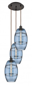 Vaz - 3 Light - 15 inch - Oil Rubbed Bronze - Cord hung - Multi Pendant (3442|113B-3P-OB-G557-8BL)