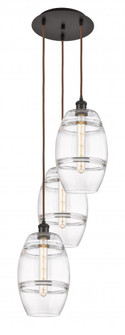 Vaz - 3 Light - 15 inch - Oil Rubbed Bronze - Cord hung - Multi Pendant (3442|113B-3P-OB-G557-8CL)