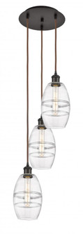 Vaz - 3 Light - 12 inch - Oil Rubbed Bronze - Cord hung - Multi Pendant (3442|113B-3P-OB-G557-6CL)
