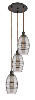 Vaz - 3 Light - 12 inch - Oil Rubbed Bronze - Cord hung - Multi Pendant (3442|113B-3P-OB-G557-6SM)