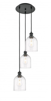 Bella - 3 Light - 12 inch - Matte Black - Cord hung - Multi Pendant (3442|113B-3P-BK-G558-6CL)