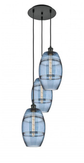 Vaz - 3 Light - 15 inch - Matte Black - Cord hung - Multi Pendant (3442|113B-3P-BK-G557-8BL)