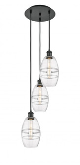Vaz - 3 Light - 12 inch - Matte Black - Cord hung - Multi Pendant (3442|113B-3P-BK-G557-6CL)