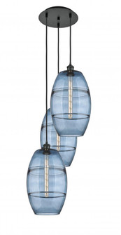 Vaz - 3 Light - 17 inch - Matte Black - Cord hung - Multi Pendant (3442|113B-3P-BK-G557-10BL)