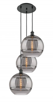 Rochester - 3 Light - 19 inch - Matte Black - Cord hung - Multi Pendant (3442|113B-3P-BK-G556-12SM)