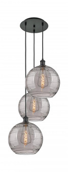 Athens Deco Swirl - 3 Light - 19 inch - Matte Black - Cord hung - Multi Pendant (3442|113B-3P-BK-G1213-12SM)