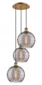 Athens Deco Swirl - 3 Light - 17 inch - Brushed Brass - Cord hung - Multi Pendant (3442|113B-3P-BB-G1213-10SM)