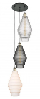 Cascade - 3 Light - 15 inch - Black Antique Brass - Cord hung - Multi Pendant (3442|113B-3P-BAB-G670-MU)
