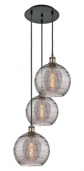 Athens Deco Swirl - 3 Light - 17 inch - Black Antique Brass - Cord hung - Multi Pendant (3442|113B-3P-BAB-G1213-10SM)