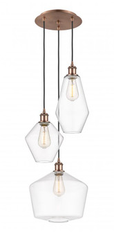 Cindyrella - 3 Light - 17 inch - Antique Copper - Cord hung - Multi Pendant (3442|113B-3P-AC-G652-MU)