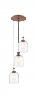 Bella - 3 Light - 12 inch - Antique Copper - Cord hung - Multi Pendant (3442|113B-3P-AC-G558-6CL)