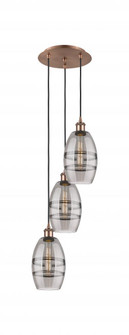 Vaz - 3 Light - 12 inch - Antique Copper - Cord hung - Multi Pendant (3442|113B-3P-AC-G557-6SM)