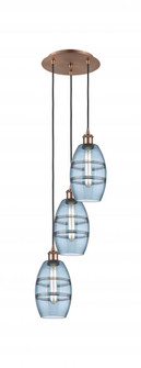 Vaz - 3 Light - 12 inch - Antique Copper - Cord hung - Multi Pendant (3442|113B-3P-AC-G557-6BL)