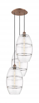 Vaz - 3 Light - 17 inch - Antique Copper - Cord hung - Multi Pendant (3442|113B-3P-AC-G557-10CL)