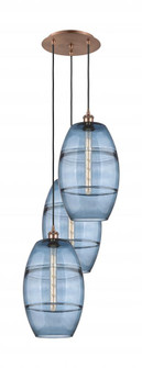 Vaz - 3 Light - 17 inch - Antique Copper - Cord hung - Multi Pendant (3442|113B-3P-AC-G557-10BL)
