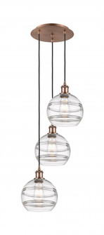 Rochester - 3 Light - 15 inch - Antique Copper - Cord hung - Multi Pendant (3442|113B-3P-AC-G556-8CL)