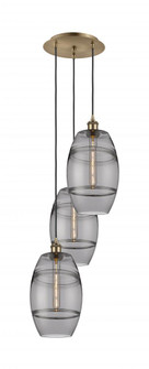Vaz - 3 Light - 15 inch - Antique Brass - Cord hung - Multi Pendant (3442|113B-3P-AB-G557-8SM)