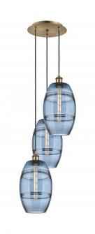 Vaz - 3 Light - 15 inch - Antique Brass - Cord hung - Multi Pendant (3442|113B-3P-AB-G557-8BL)