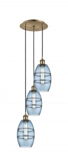 Vaz - 3 Light - 12 inch - Antique Brass - Cord hung - Multi Pendant (3442|113B-3P-AB-G557-6BL)